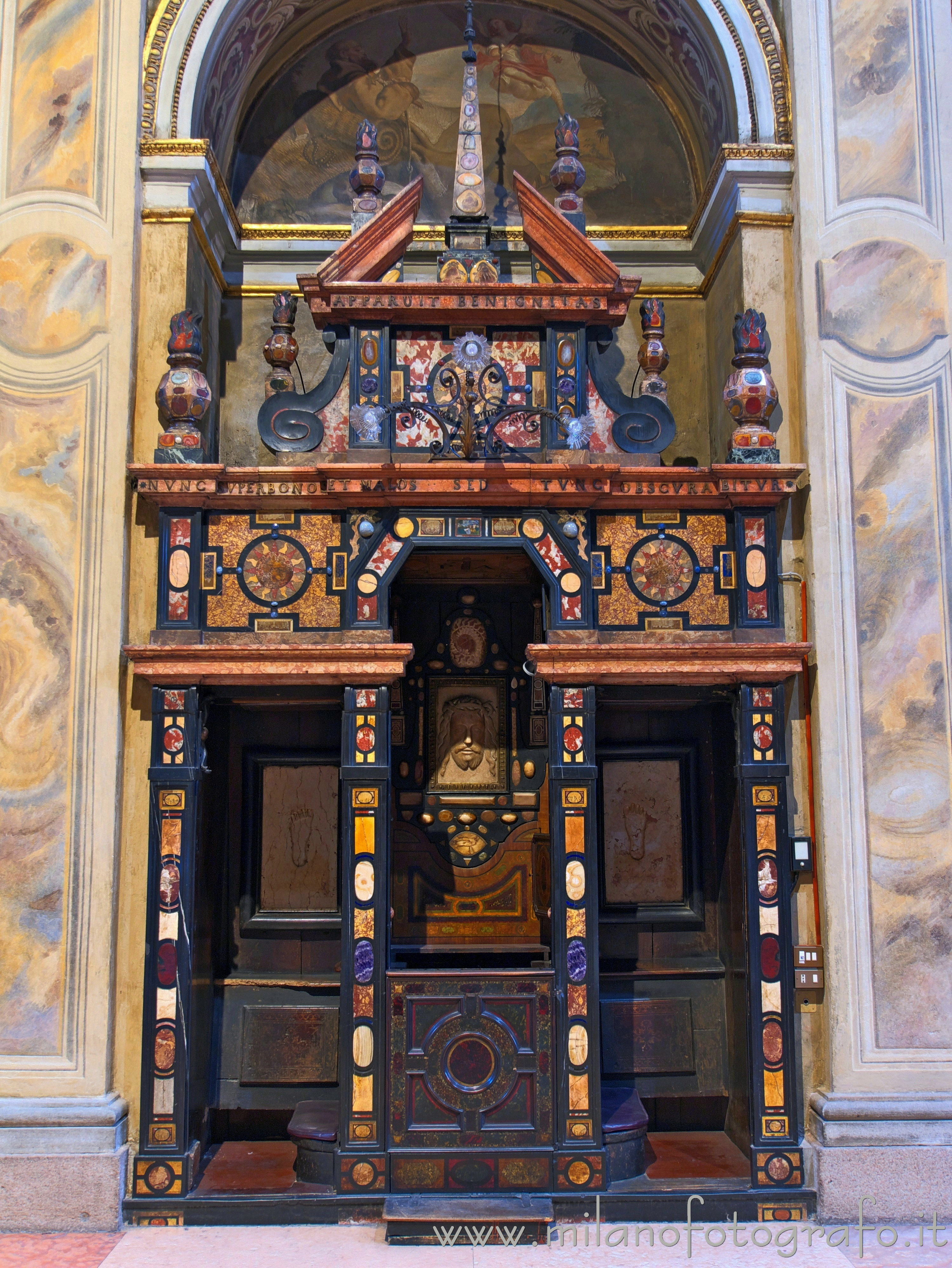 Milan (Italy) - Stone confessional in the Church of Sant'Alessandro in Zebedia